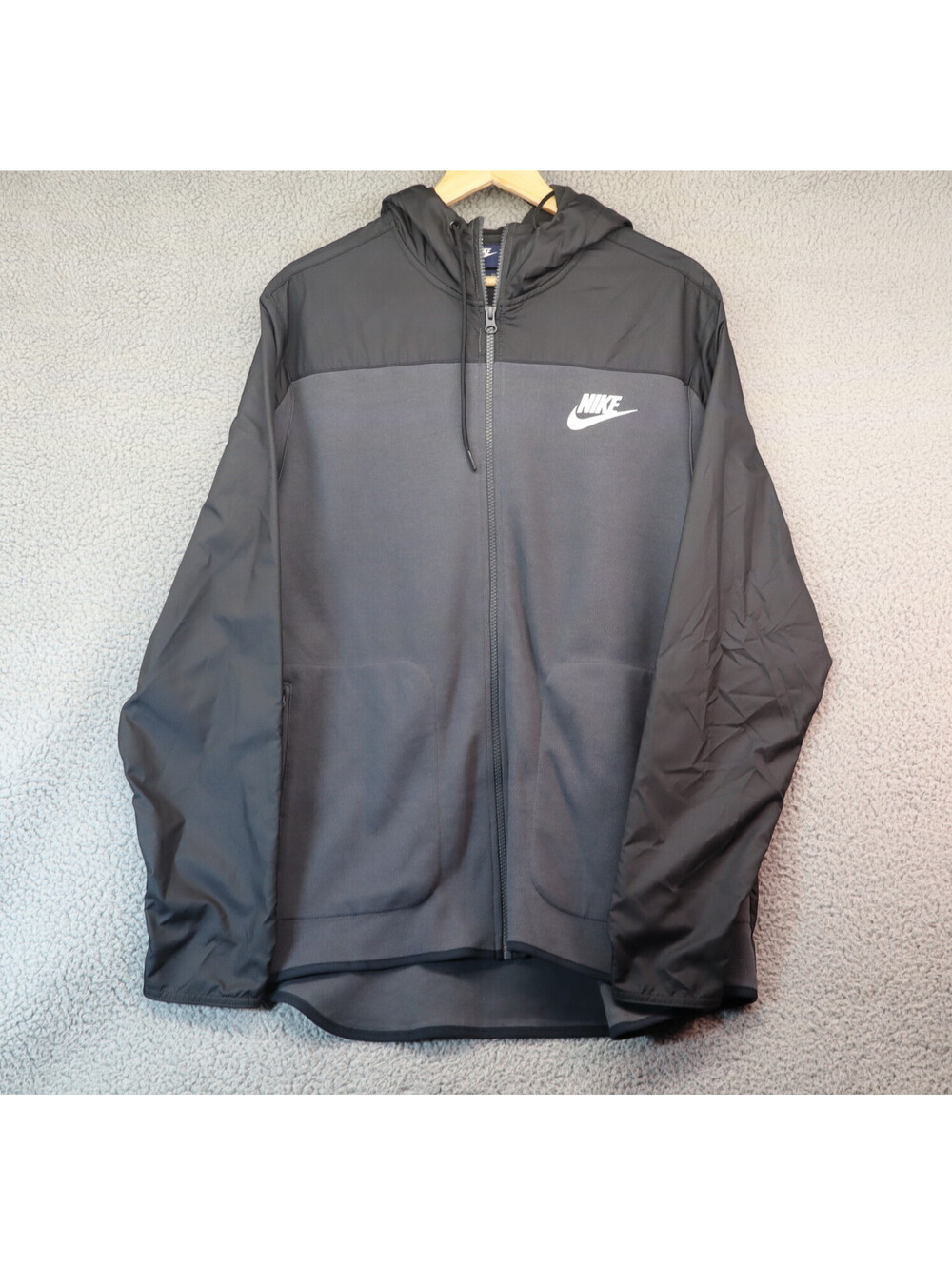 Nike Jacket Men Black Advance 15 Full Zip Hoodie Gray Sz 2XL